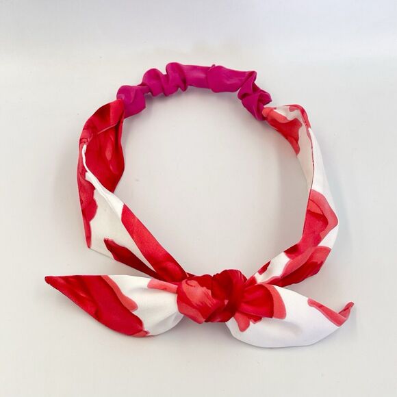 New Women Headband Hair Accessories knotted Red And White Floral - Picture 4 of 15